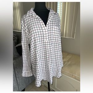 Liz Clairborne White Popover Long Sleeve Blouse Size XL